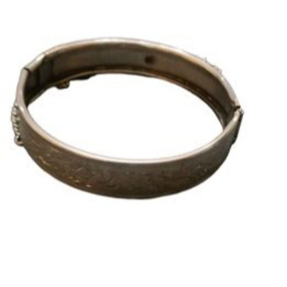 Unsigned Pretty Decorative Silvertone Bangle Brac… - image 2